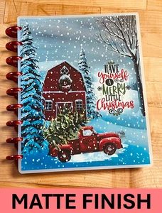 MATTE Xmas Vintage Red Truck Barn Snow Cover Set 4 use w Classic HAPPY Planner~ - Picture 1 of 7