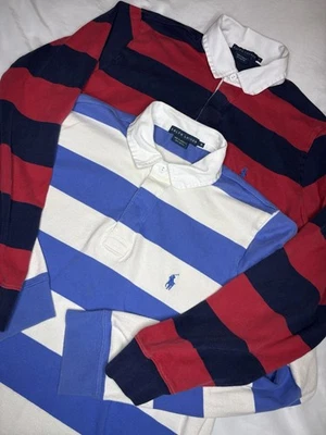 Vintage Ralph Lauren Long Sleeve Rugby Polo Shirt Women’s XL Stripe LOT Of 2 Y2K - Image 1 of 4