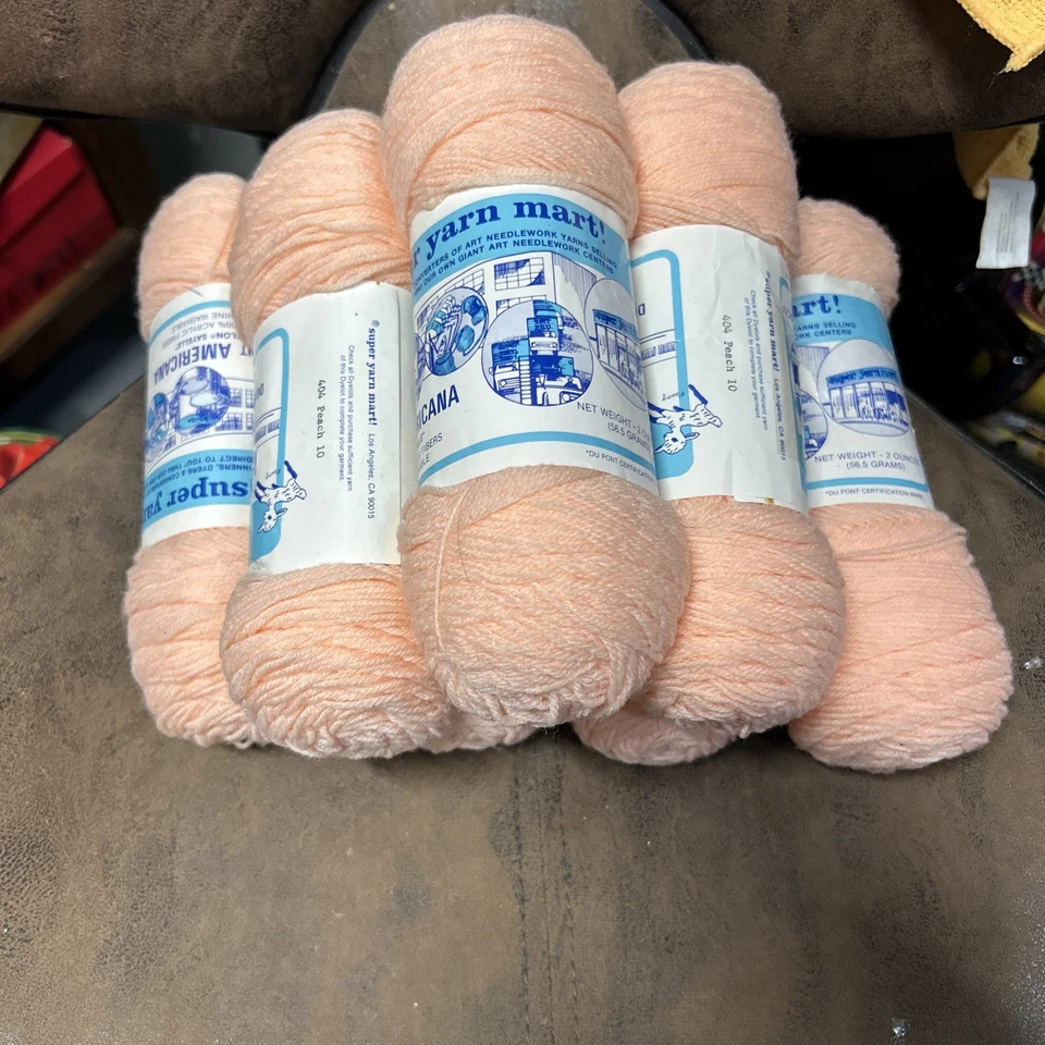 Super Yarn Mart DuPont Americana 404 Peach 10 Acrylic  2oz Vintage Lot 7 - Image 1 of 4