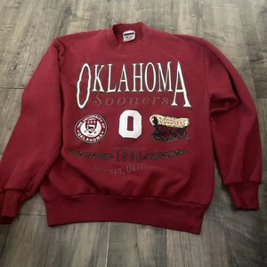 Vintage Oklahoma Sooners Sweatshirt Made In USA Crewneck Football Logo Medium - Picture 1 of 13