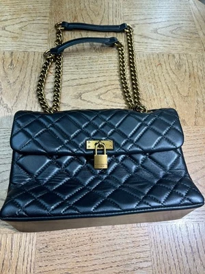 KURT GEIGER LONDON BRIXTON Lock Drench Black Patent Leather Shoulder Bag $285 - Image 1 of 4