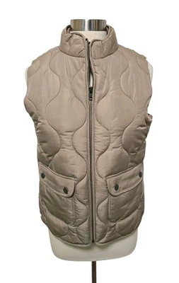 Natural Reflections Womens Quitled Vest Size Medium Dune Beige Zip Front - Image 1 of 4