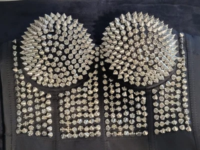 Women Cropped Top Corset With Silver Rivet Studs Size S Black Stretch. New - Image 1 of 4