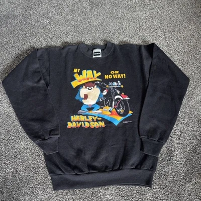 Sudadera vintage Harley Davidson Taz My Way Or No Way 1993 juvenil XL 18-20 DIFÍCIL DE ENCONTRAR Foto 1 de 4