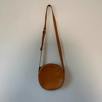 Bolso Bandolera Vintage Abercrombie & Fitch Cuero Genuino Tostado Círculo Marrón Tostado Foto 1 de 4