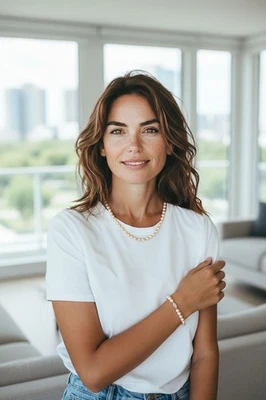 Vintage 14K White Gold Pearl Necklace & Bracelet by Imperial World Inc - Image 1 of 4