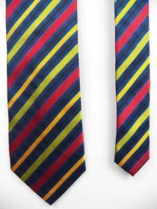 ETRO MILANO MENS 100% SILK NECK TIE BLUE RED GREEN CHECK STRIPE MADE IN ITALY - Picture 1 of 7