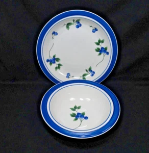 Vintage L.L. Bean Blueberry Serving Bowl 9.5" and Platter 12", 2 Piece Set - Picture 1 of 14