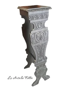 Renaissance Style Carved Solid Wood Vase Holder Column, Late '800 - Picture 1 of 6