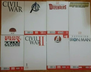 Lotto 8 copie Marvel schizzo vuoto copertina varianti IRON MAN FIST AVENGERS guerra civile - Foto 1 di 1