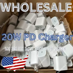 Wholesale Bulk For iPhone iPad 20W USB C Type C Power Adapter Fast Charger Block - Picture 1 of 20