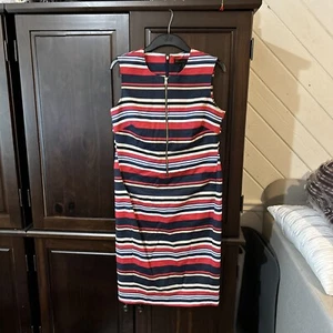 donna karan New York Armless Pencil Yacht Dress Stripe 10 - Picture 1 of 9