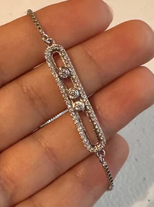 14K Finish Solid Sterling Silver bracelet Jewelry Vintage Modern Craft 6.5" - Picture 1 of 6