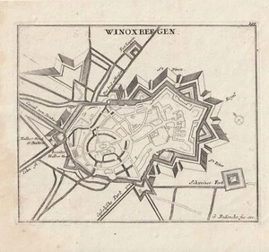 c1720 Winoxbergen Bergues Frankreich Sint-Winoksbergen Kupferstich-Plan Bodenehr - Imagen 1 de 1