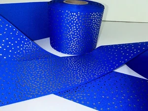 Blue and Gold Speckled  Grosgrain Ribbon 3  inches wide 10 yards - Picture 1 of 1