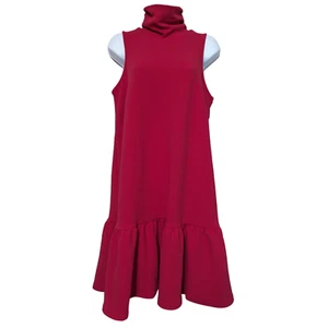 Ophelia Roe Red Sleeveless Keyhole Mock Neck Ruffle Dress Office Plus Size 1X - Picture 1 of 9