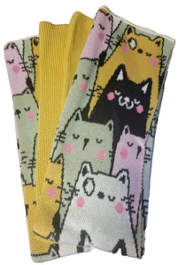 Tahari Knit Kitchen Towels (3) Multi-Colored Cats 16" x 26" - Foto 1 di 3