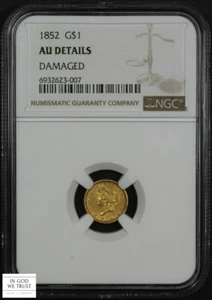 1852 Type 1 Liberty Head One Dollar Gold G$1 (Almost Uncirculated) NGC AU Detail - Picture 1 of 5
