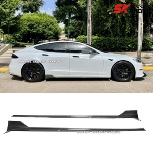 For 2017-2023 Tesla Model S Real Carbon Fiber Side Skirts Body kits 2PCS - Picture 1 of 12