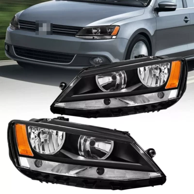 Conjunto de par de faros delanteros carcasa negra para Volkswagen Jetta 11-18 sedán Foto 1 de 4