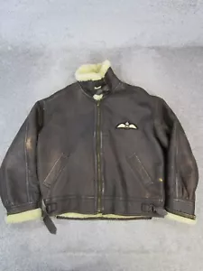 Vintage Neiman Marcus Jacket Mens Large Brown B3 Bomber Shearling Leather - Picture 1 of 15