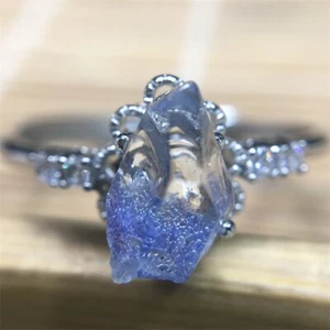 100%Natural Blue Rare Dumortierite Quartz Rutilated Adjustable Ring - Imagen 1 de 4