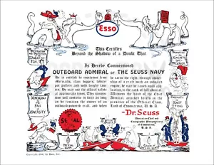 CERTIFICATO - ESSO DR. SUESS - CERTIFICATO MARINA SEUSS - RISTAMPA VINTAGE - Foto 1 di 1