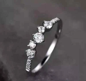 Women's Engagement Ring Simulated Diamond Round Cut 14k White Gold Plated 2Ct - Picture 1 of 4