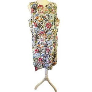 J. Jill Love Linen Floral Wildflower Sleeveless Dress w/ Pockets, Medium Petite - Picture 1 of 4