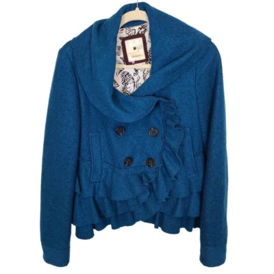 Abrigo Anthropologie Elevenses Chaqueta Chaquetón Chaqueta Recortada Mujer Azul Mujer 4 Foto 1 de 4