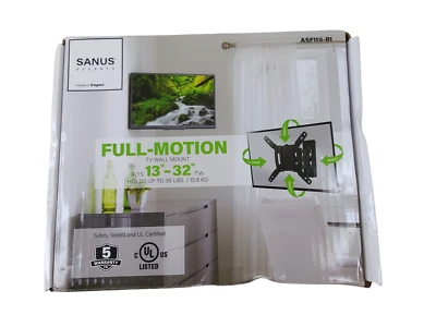 Sanus Accents Full-Motion Wall Mount for 13-32 TVS-ASF110-B1 - Image 1 of 4