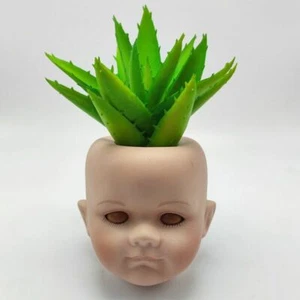 Cabeza de muñeca bebé maceta de hormigón molde resina yeso arcilla maceta molde de silicona - Imagen 1 de 6