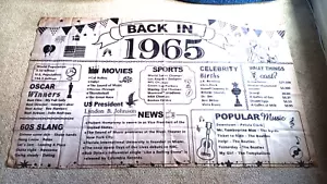 Back In 1965 Birthday Backdrop Banner Anniversary Vintage 42.5" x 72" - Picture 1 of 10