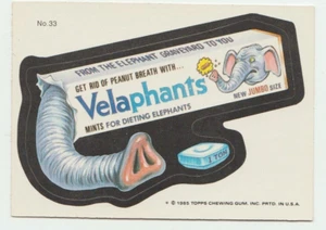 Wacky Packages 1985 Topps Sticker #33 Velaphants - Imagen 1 de 2