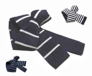 CRAVATTA in MAGLIA cravattino BLU a righe bianche novita CRAVATTE TRICOT blu - Picture 1 of 8