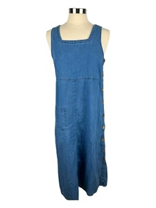 J.G. Hook Dress Womens Petite Small Denim Maxi Empire Waist Peasant Farmhouse - Picture 1 of 13