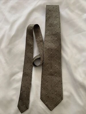 Corbata 100 % seda vintage de cachemira de platino Luciano Soprani con diseños de golg para hombre  Foto 1 de 4