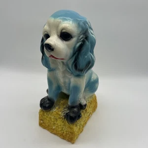 Vintage 1950’s-60’s Blue Cocker Spaniel Chalkware Piggy Bank USA - Picture 1 of 13