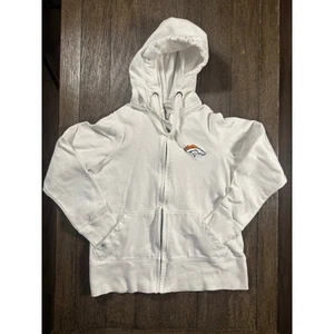 Antigua NFL Denver Broncos Full Zip Hoodie White Unisex Small - Picture 1 of 7