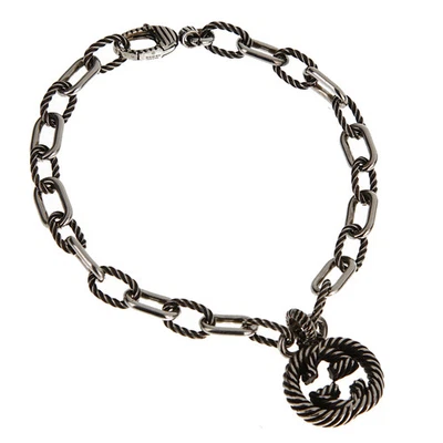 Gucci Aged Sterling Silver Interlocking G Chain Bracelet – 7 1/2" - Image 1 of 2