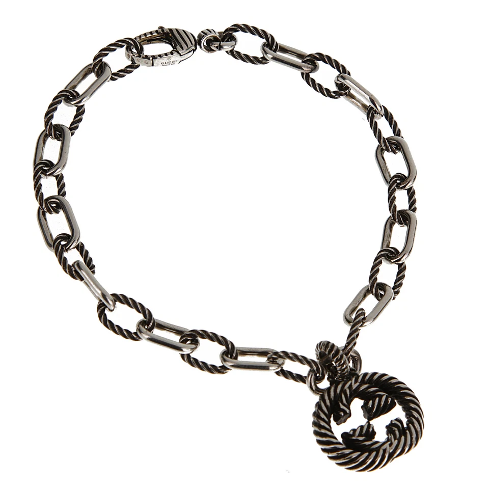 Gucci Aged Sterling Silver Interlocking G Chain Bracelet – 7 1/2" - Image 1 of 2
