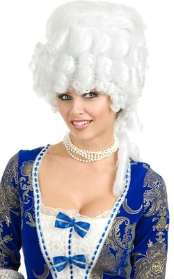 COLONIAL MAIDEN ADULT WIG WHITE RENAISSANCE MARIE ANTOINETTE DRESS UP ACCESSORY - Image 1 of 2