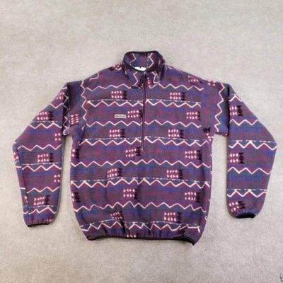 Vtg Columbia Pullover Sweater Mens Medium Purple Aztec Fleece USA 90s 1/2 Zip - Image 1 of 4