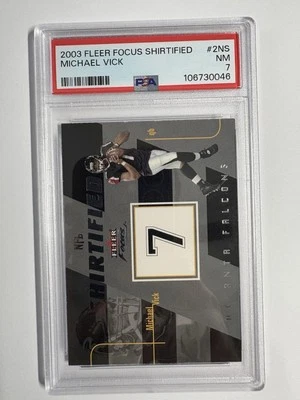 Michael Vick 2003 Fleer Focus Shirtified #2NS  PSA 7 #’d /750 - POP 1 - Falcons - Image 1 of 2