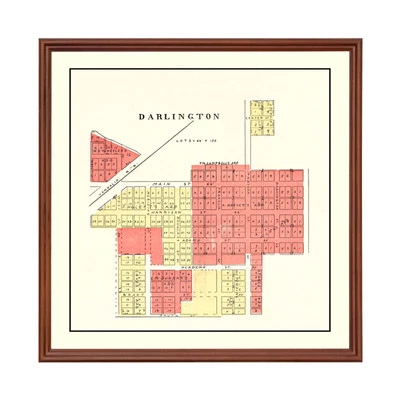 Old Map of Darlington, IN 1898 - Vintage Darlington Indiana - Image 1 of 4