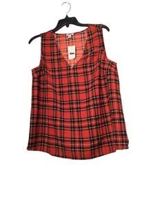 NEW Women’s J Crew Red Tartan Plaid Sleeveless Top Shirt Tank Size M NWT - Picture 1 of 5