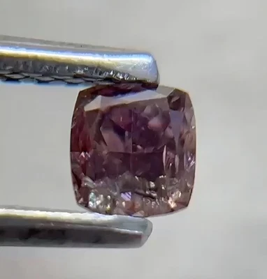 0.24ct AUSTRALIAN FANCY Intense PUTPLISH PINK DIAMOND Cushion Clarity SI2 Unique - Image 1 of 4