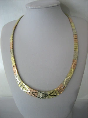 STUNNING 14K TRI COLOR CLEOPATRA GRADUATED CHAIN NECKLACE 23.8 GRAMS - Image 1 of 4