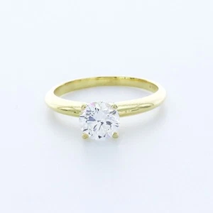 1.3CT Lab-Created Diamond D/VVS2 Round Cut 14K Gold Prong Classic Solitaire Ring - Picture 1 of 5