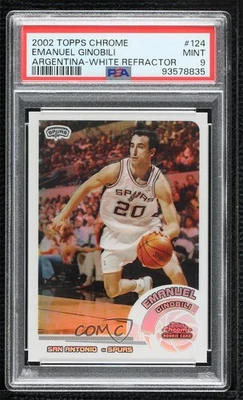 2002 Chrome White Border Refractor /249 Manu Ginobili PSA 9 MINT Rookie RC HOF - Image 1 of 2